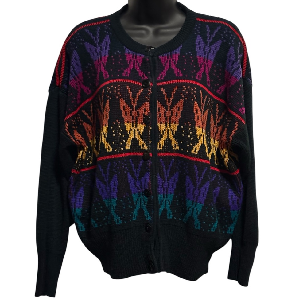 Vintage Butterfly Patterned Ladies Sweater